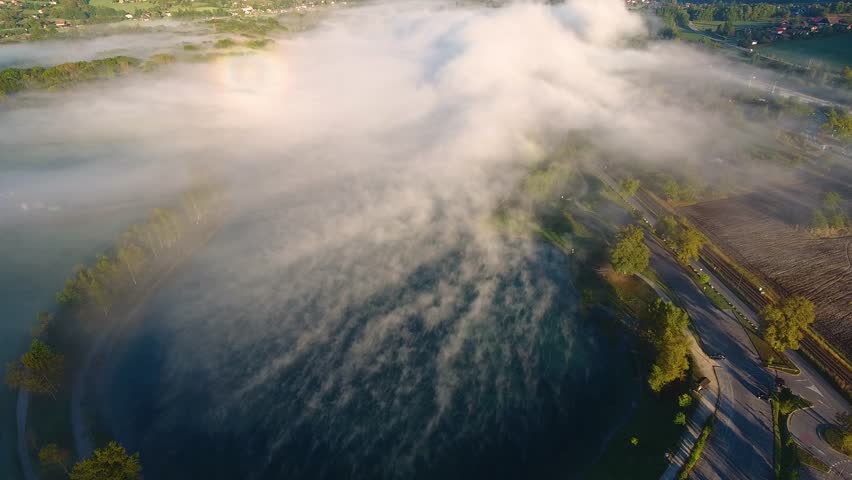 Lake in Haute-Savoie facing Mont Blanc – 4K Summer Drone Footage