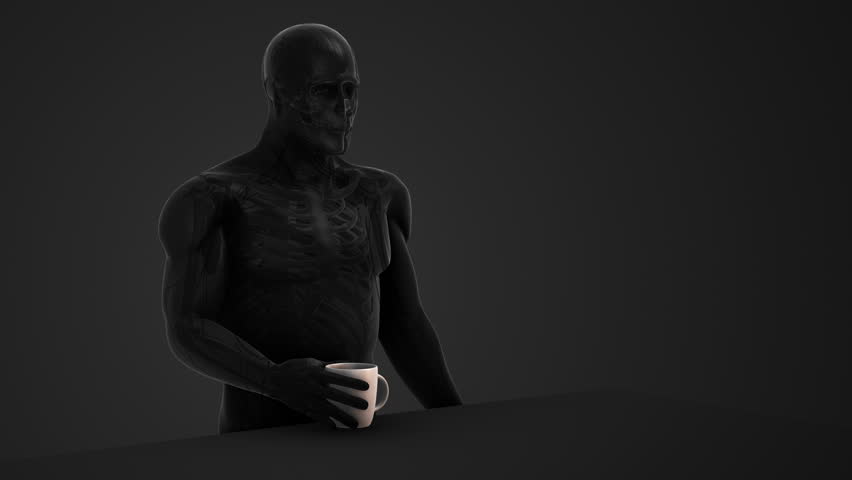 Human Hand Holding Hot Cup with Sensory Nerve Signals