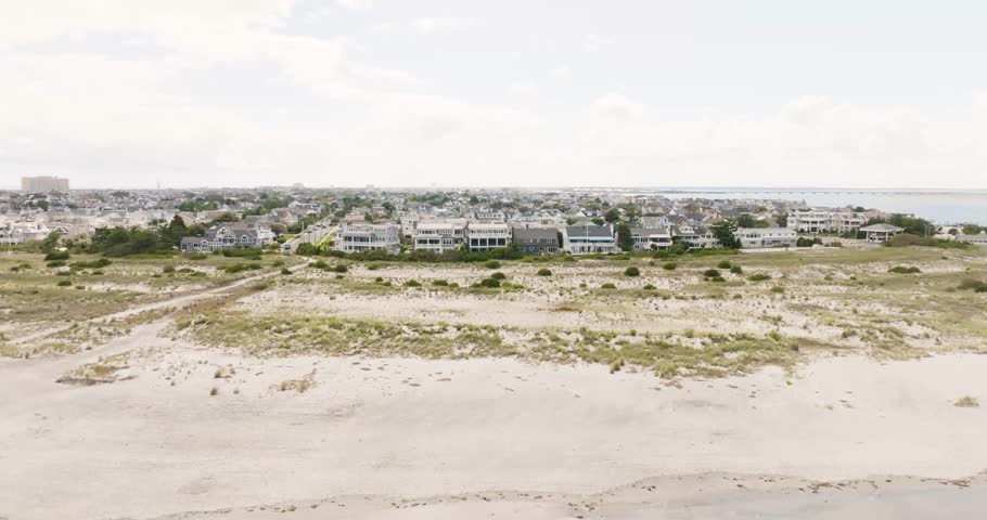 Aerial view of Ocean City New Jersey beach over the Atlantic Ocean