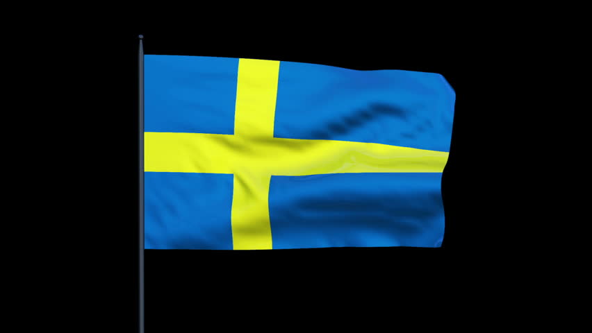 Sweden Flag Waving, Seamless Loop, Alpha