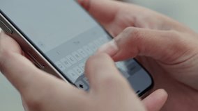 Crop view of woman hands write message to boyfriend via smartphone outdoor. Lady fingers type text in chat touching cellphone screen with virtual keyboard on street closeup - Powered by Shutterstock - Get 15% off with code: PIKWIZARD15