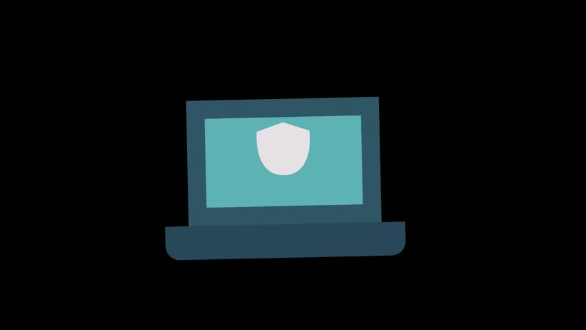 Antivirus software video animation loop for digital security, virus protection, malware defense, and safe computer programs. Clean vector design for UI or web.