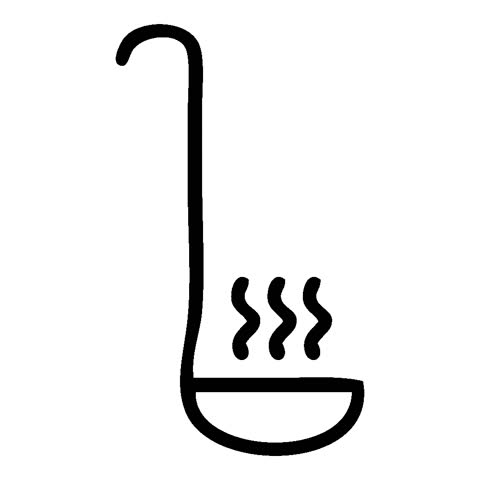 line drawing cartoon of a kitchen ladle icon simple looping animation