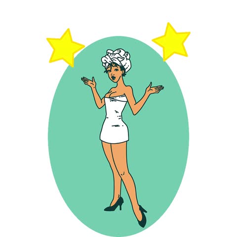tattoo in traditional style of a pinup girl in towels simple looping animation