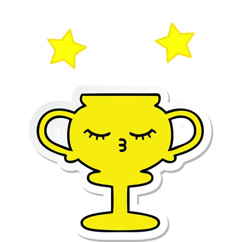 sticker of a cute cartoon trophy simple looping animation