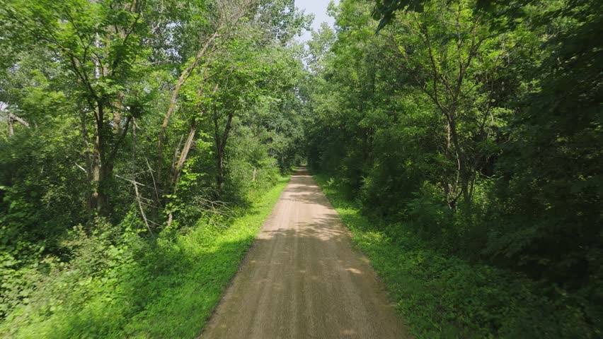 Above The Gandy Dancer State Trail At St. Croix Falls In Wisconsin, United States. Aerial Drone Shot