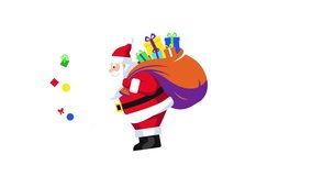 Santa Claus carrying a big Christmas gift box, perfect for holiday videos, animations, greeting cards, or festive decor. A joyful, magical design capturing the true spirit of giving at Christmas. - Powered by Shutterstock - Get 15% off with code: PIKWIZARD15