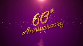 Elegant golden “60th Anniversary” text with glowing sparkles and shimmering particles. A luxury animation, perfect for celebrating the Diamond Wedding Anniversary, family milestones, corporate achieve - Powered by Shutterstock - Get 15% off with code: PIKWIZARD15