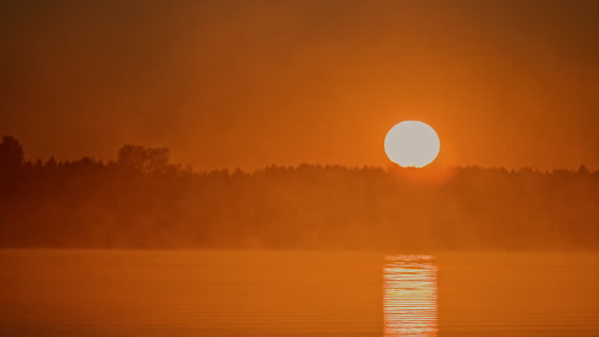 Sunrise on the river. High quality 4k footage