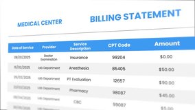 Medical billing statements showing detailed numbers breakdown animation isolated on white background - Powered by Shutterstock - Get 15% off with code: PIKWIZARD15
