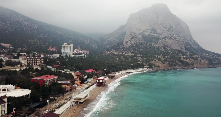 View of the rocky mountain on the sea coast