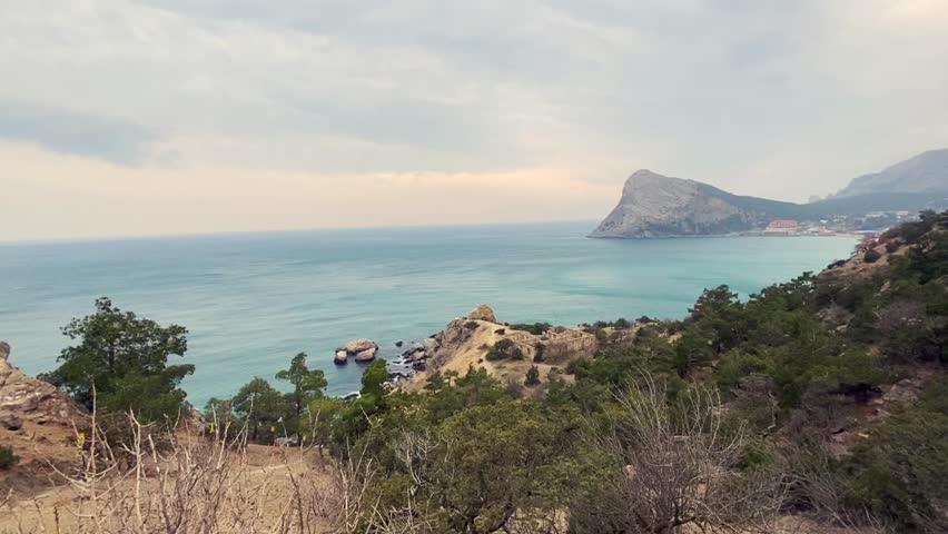 View of the rocky mountain on the sea coast