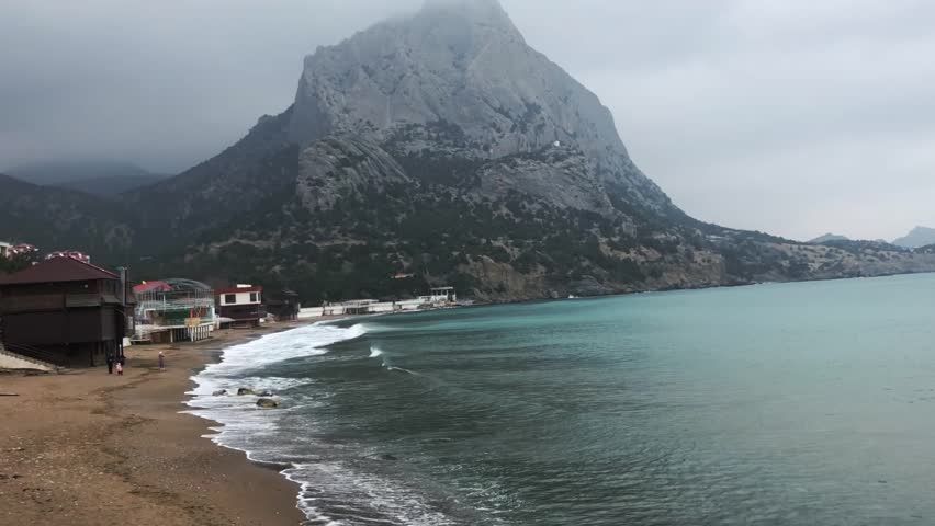 View of the rocky mountain on the sea coast