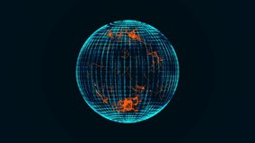 Geometric neon sphere with fire and ice glowing core rotating animation lines dots triangles chaotic mesh intro for advertising presentations business technology sci fi games and videos - Powered by Shutterstock - Get 15% off with code: PIKWIZARD15