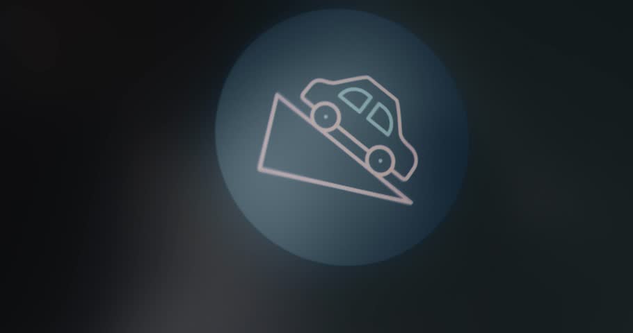 Steep descent icon, warning sign in traffic