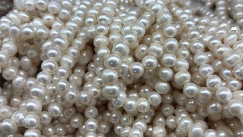 Many Pearls jewelry close-up texture necklace with white shine