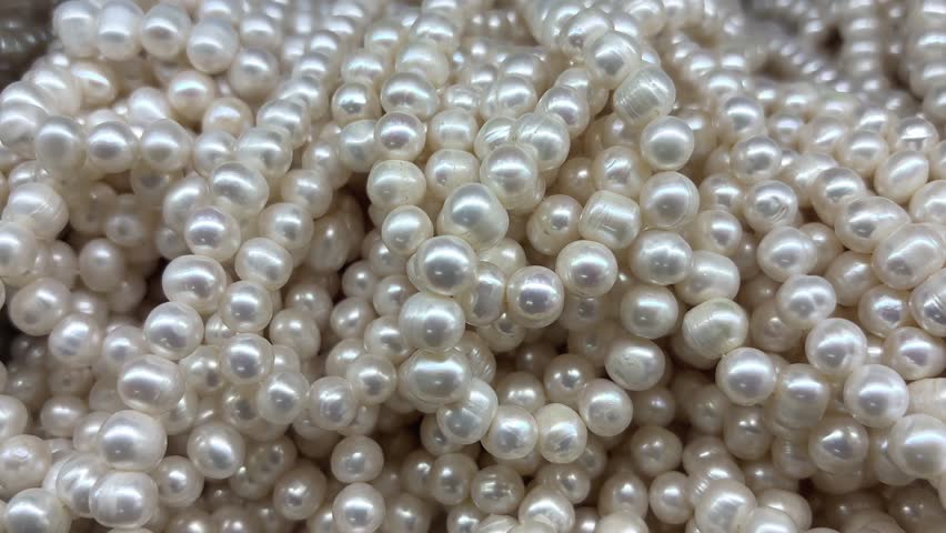 Many Pearls jewelry close-up texture necklace with white shine
