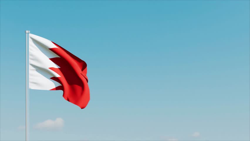 Wavy Bahrain Flag and Clear Blue Sky
