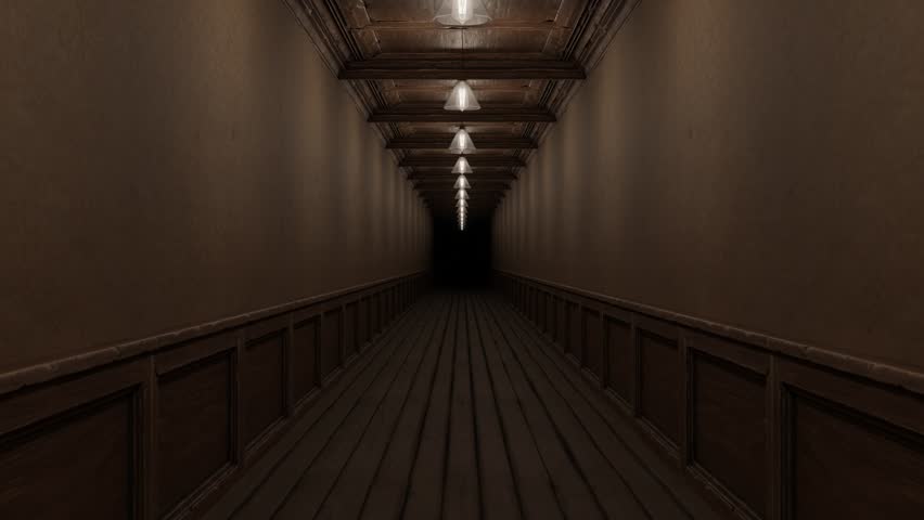 Mysterious Dimly Lit Corridor looping animation. 3D Illustration