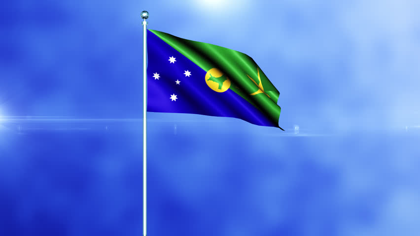 Christmas Island National Flag Waving on Pole. Seamless Loop Animation