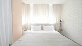 Modern Minimalist Bedroom Interior: Neutral Tones, Elegant Decor, and Cozy Design for Home Styling Concepts - Powered by Shutterstock - Get 15% off with code: PIKWIZARD15