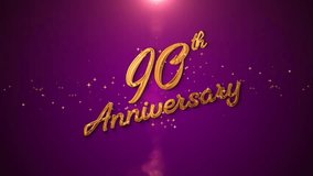 Golden “90th Anniversary” shining text with glowing sparkles and festive particles. A unique and elegant animation, ideal for celebrating ninety years of marriage, company milestones - Powered by Shutterstock - Get 15% off with code: PIKWIZARD15