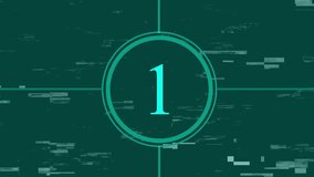 Countdown Timer Digital Glitch Effect Teal Number Four Center Circle Frame Retro Film Leader Abstract Background Motion Graphic - Powered by Shutterstock - Get 15% off with code: PIKWIZARD15