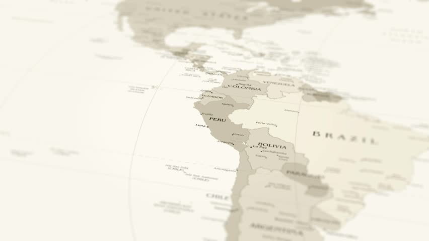 Earthquake Risk Zones in Peru– 4K Satellite View with Seismic Wave Animation. The camera slowly zooms in on the map, highlighting a red circle indicating the seismic hazard zone.