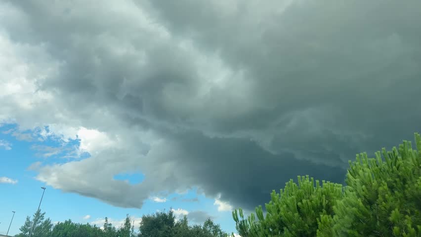 Massive White and Gray Clouds Before Storm – Dramatic Sky Weather Scene.