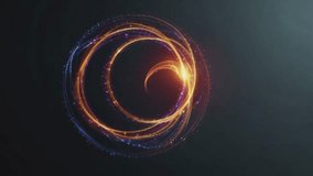 An abstract ring of energy that spins and emits light in a dark space. The core of this ring is a vortex of very bright golden-orange light, surrounded by several curved and rotating lines of light. - Powered by Shutterstock - Get 15% off with code: PIKWIZARD15