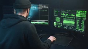 Hacker working at computer with multiple screens, cyber security concept with coding and digital data. - Powered by Shutterstock - Get 15% off with code: PIKWIZARD15