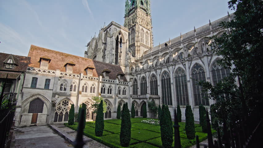 Rouen Cathedral in France. Gothic architecture tourist building in Europe.
