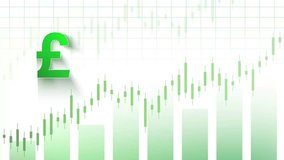 British Pound Sterling, GBP, £ symbol upward arrows, forex candlestick charts, financial currency appreciation, investment growth, strong economic performance. United Kingdom’s economy, banking. - Powered by Shutterstock - Get 15% off with code: PIKWIZARD15