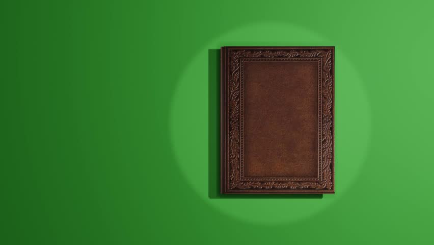 Animated turning pages of an old book with torn edges on desk- 3d animation 4K	