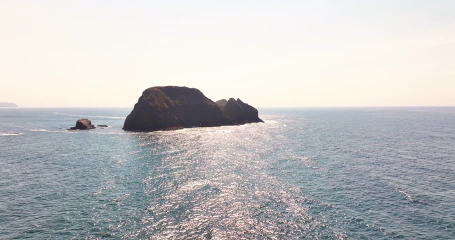 Drone View of Three Arch Rocks and Pacific Ocean Oregon Coast