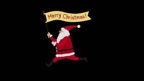 Loop animation of Santa Claus running with MERRY CHRISTMAS flag （transparent background) - Powered by Shutterstock - Get 15% off with code: PIKWIZARD15