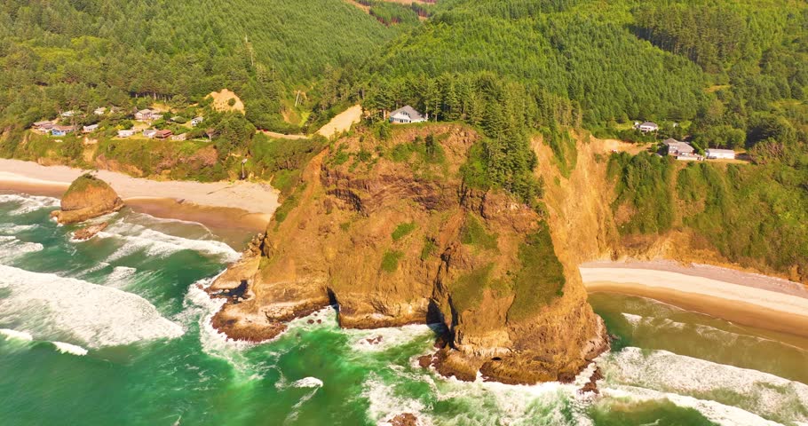 Rugged Oregon Coastline Captured from Above with Rocky Outcroppings