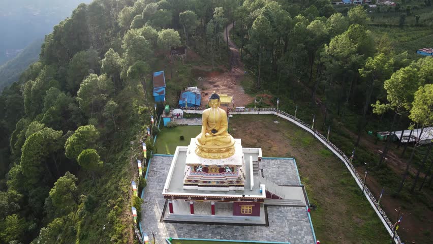aerial view of Buddha Statue in, Chautara Sindhupalchok, Nepal.	