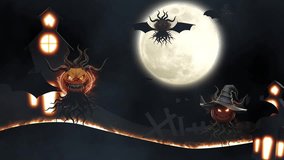 A spooky, moonlit Halloween with a creepy flying pumpkin monster amidst the eerie mist. - Powered by Shutterstock - Get 15% off with code: PIKWIZARD15