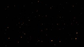 Abstract animation loop glow orange dust particles moving to right side on black background. 4K 3D seamless looping orange bokeh particles dust fly in the air. - Powered by Shutterstock - Get 15% off with code: PIKWIZARD15