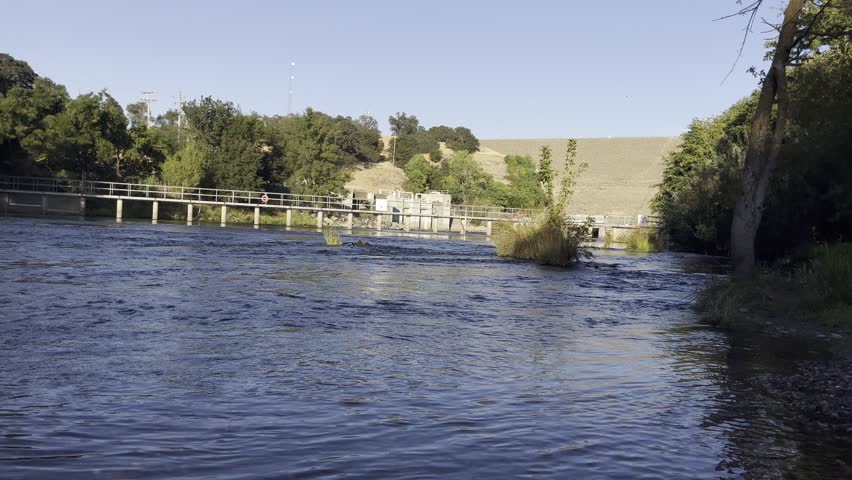 Water Dam on Mokelumne River, California Landscape