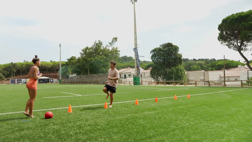 Engaging and Energetic Training Session Taking Place on the Football Field Today