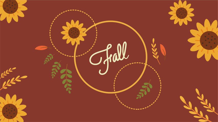 Fall typography with sunflowers and autumn leaves Chuseok background