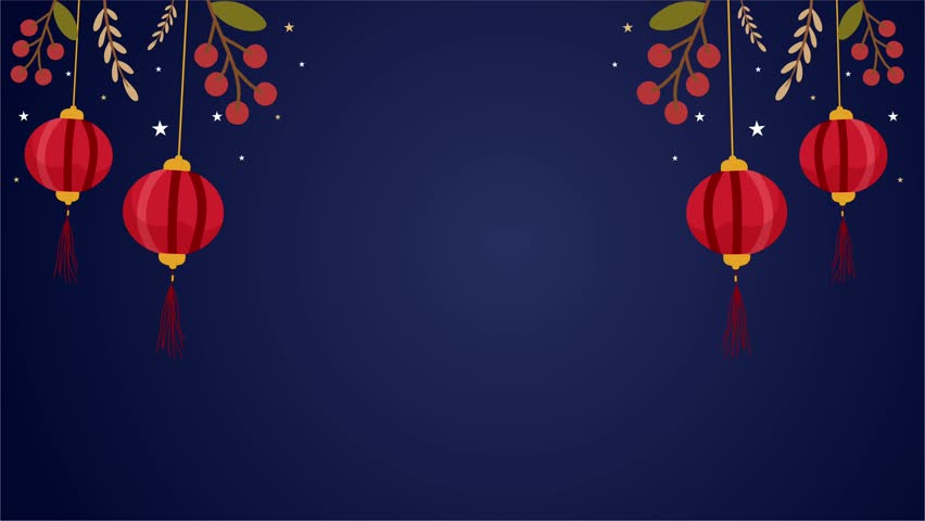 Red lanterns glowing under night sky celebrating Chuseok season
