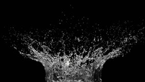 This stock motion graphics video shows of water droplets falling and splashing in super slow motion on a black  - Powered by Shutterstock - Get 15% off with code: PIKWIZARD15