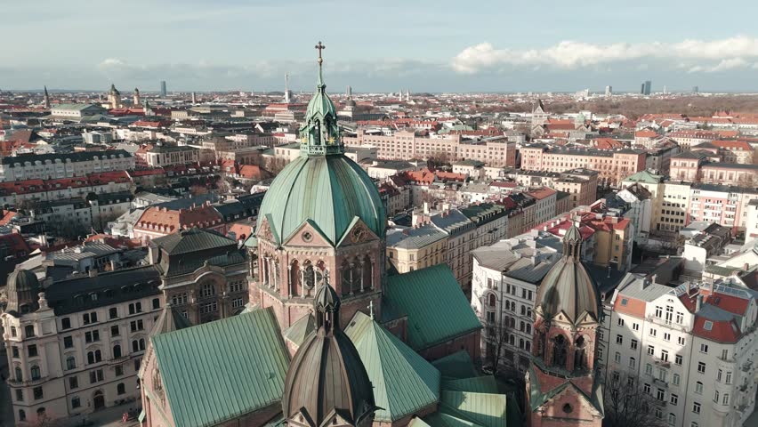 Munich cityscape video from a drone..