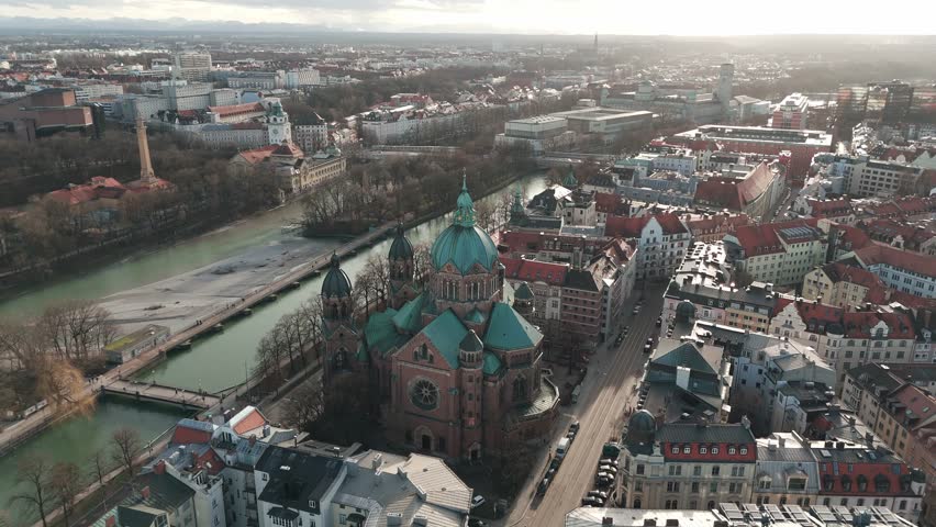 Munich cityscape video from a drone..