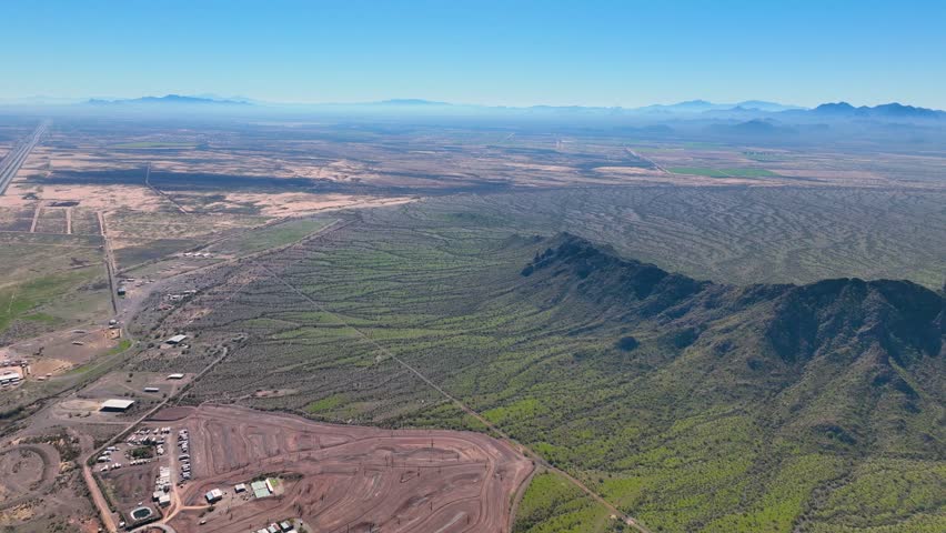 Picacho Peak aerial view in Picacho Peak State Park in Pinal County in Arizona AZ, USA. 