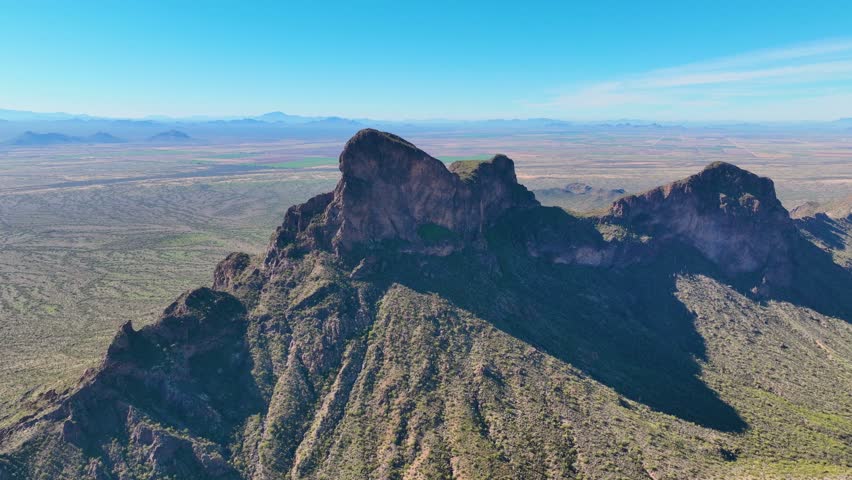 Picacho Peak aerial view in Picacho Peak State Park in Pinal County in Arizona AZ, USA. 