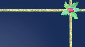 A Christmas frame made of deep blue wrapping paper and gold ribbon. An animation for holiday celebrations. - Powered by Shutterstock - Get 15% off with code: PIKWIZARD15